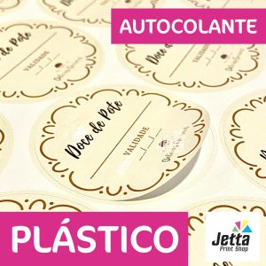 PLÁSTICO Autocolante Redondo com LOGO